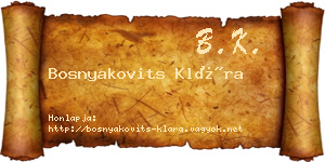 Bosnyakovits Klára névjegykártya